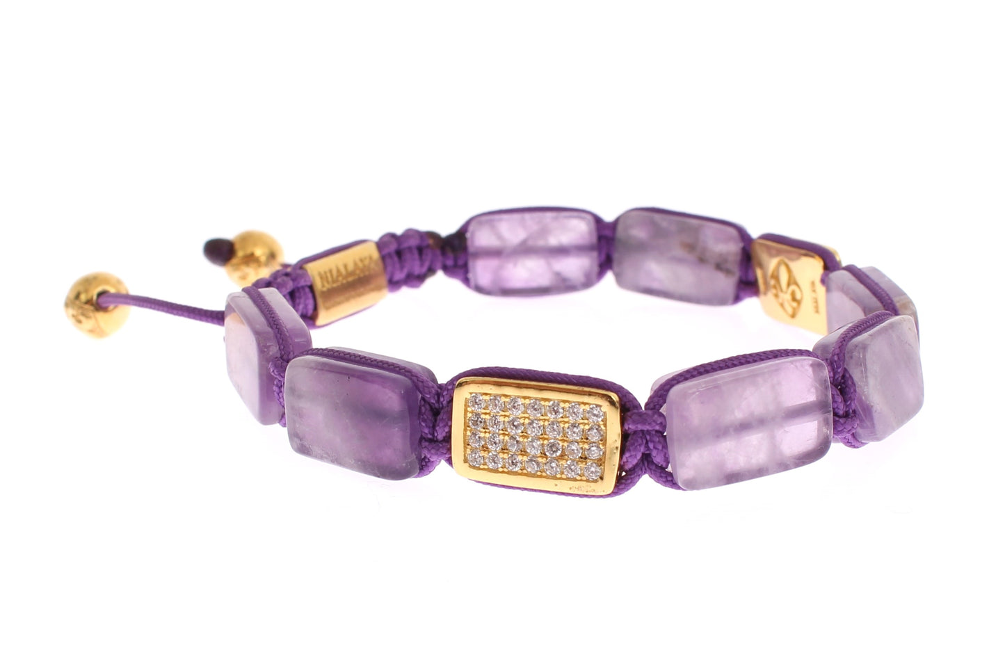 Nialaya Schillerndes diamantvergoldetes Amethyst-Armband