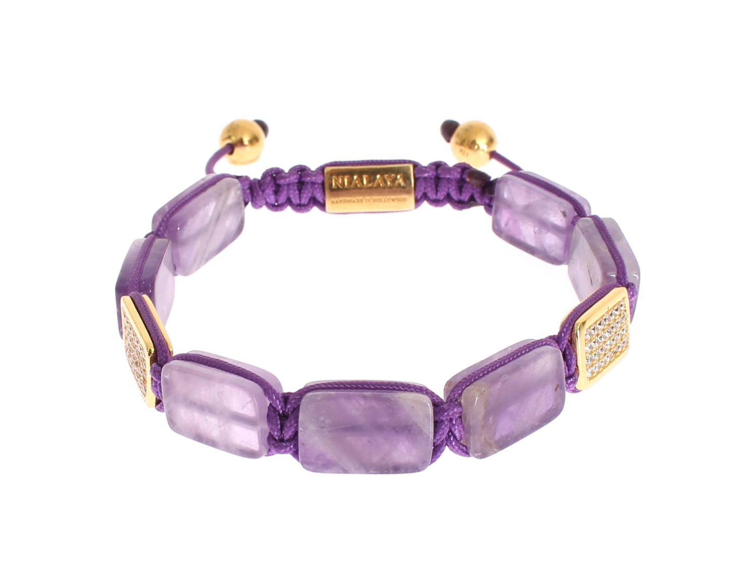 Nialaya Schillerndes diamantvergoldetes Amethyst-Armband