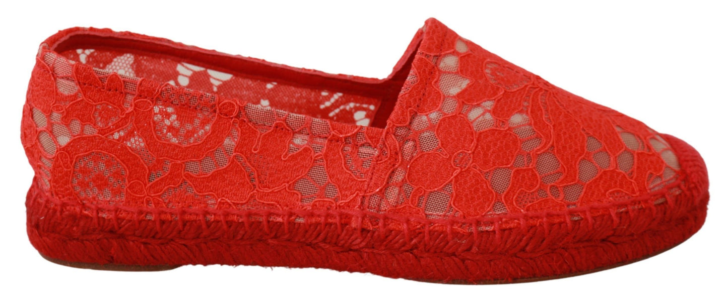 Dolce & Gabbana Rote Viskose Espadrilles Flache Schuhe