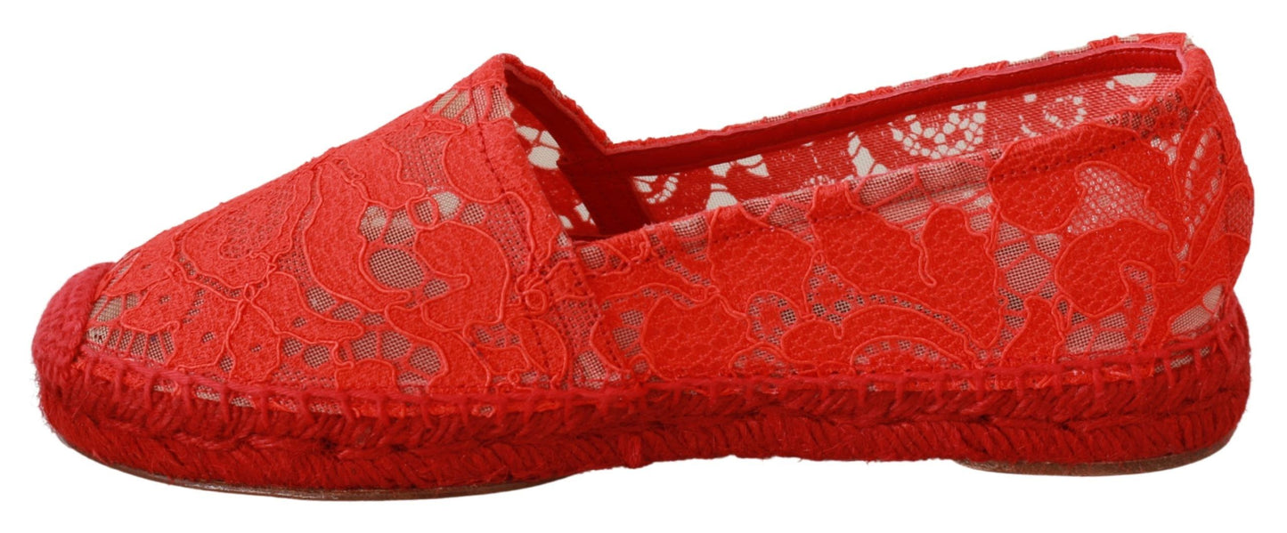 Dolce & Gabbana Rote Viskose Espadrilles Flache Schuhe