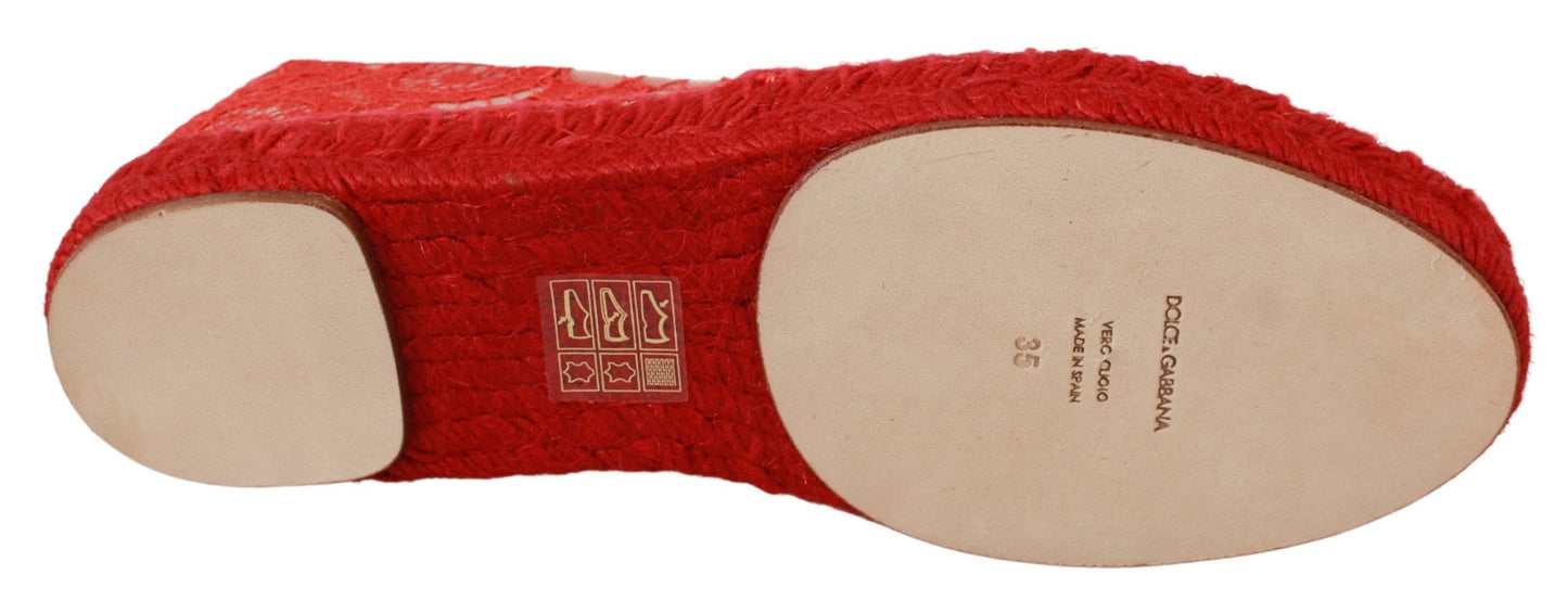 Dolce & Gabbana Rote Viskose Espadrilles Flache Schuhe