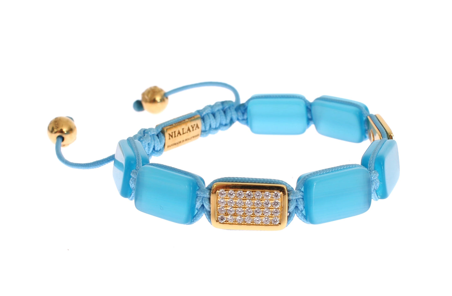 Nialaya Elegantes Armband mit blauem Opal und Diamantbesatz