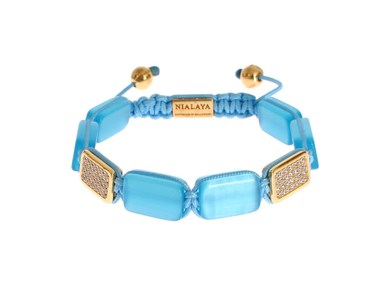 Nialaya Elegantes Armband mit blauem Opal und Diamantbesatz