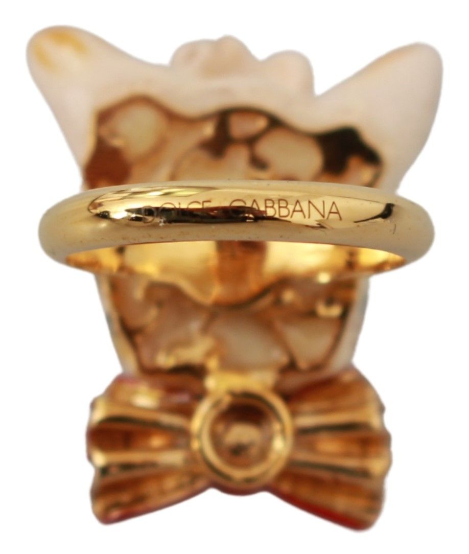 Dolce & Gabbana Schicker Hund Gold-Ton Statement-Ring