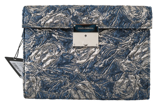 Dolce & Gabbana Elegante blaue Aktentasche mit Krokoprint Clutch