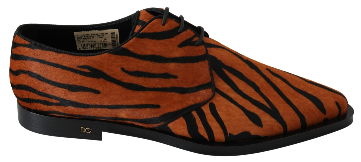 Dolce & Gabbana Kleiderschuhe mit Tigermuster und Ponyhaar