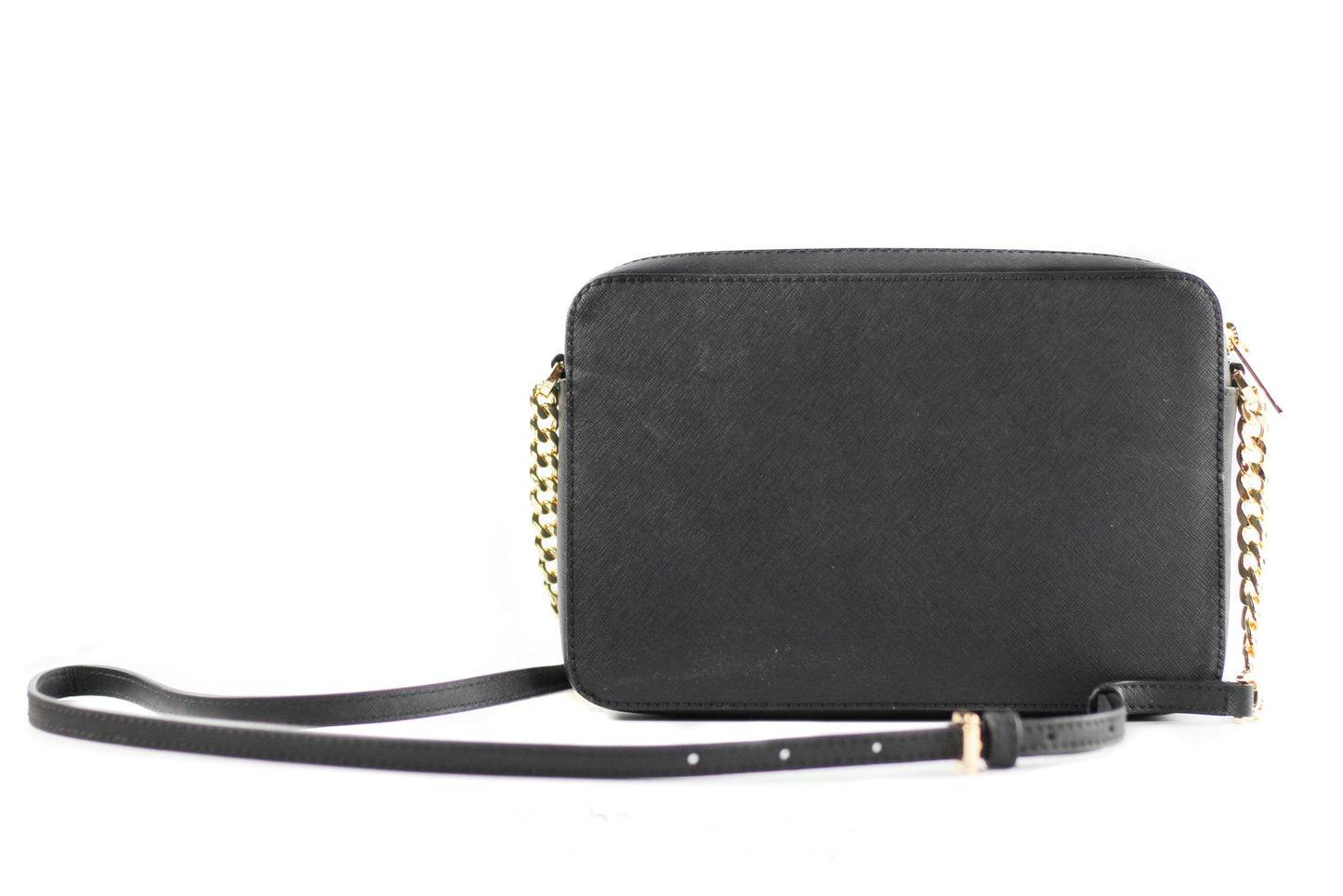 Michael Kors Jet Set Große East West Saffiano Leder Crossbody Tasche Handtasche (Schwarz Solid/Gold Hardware)