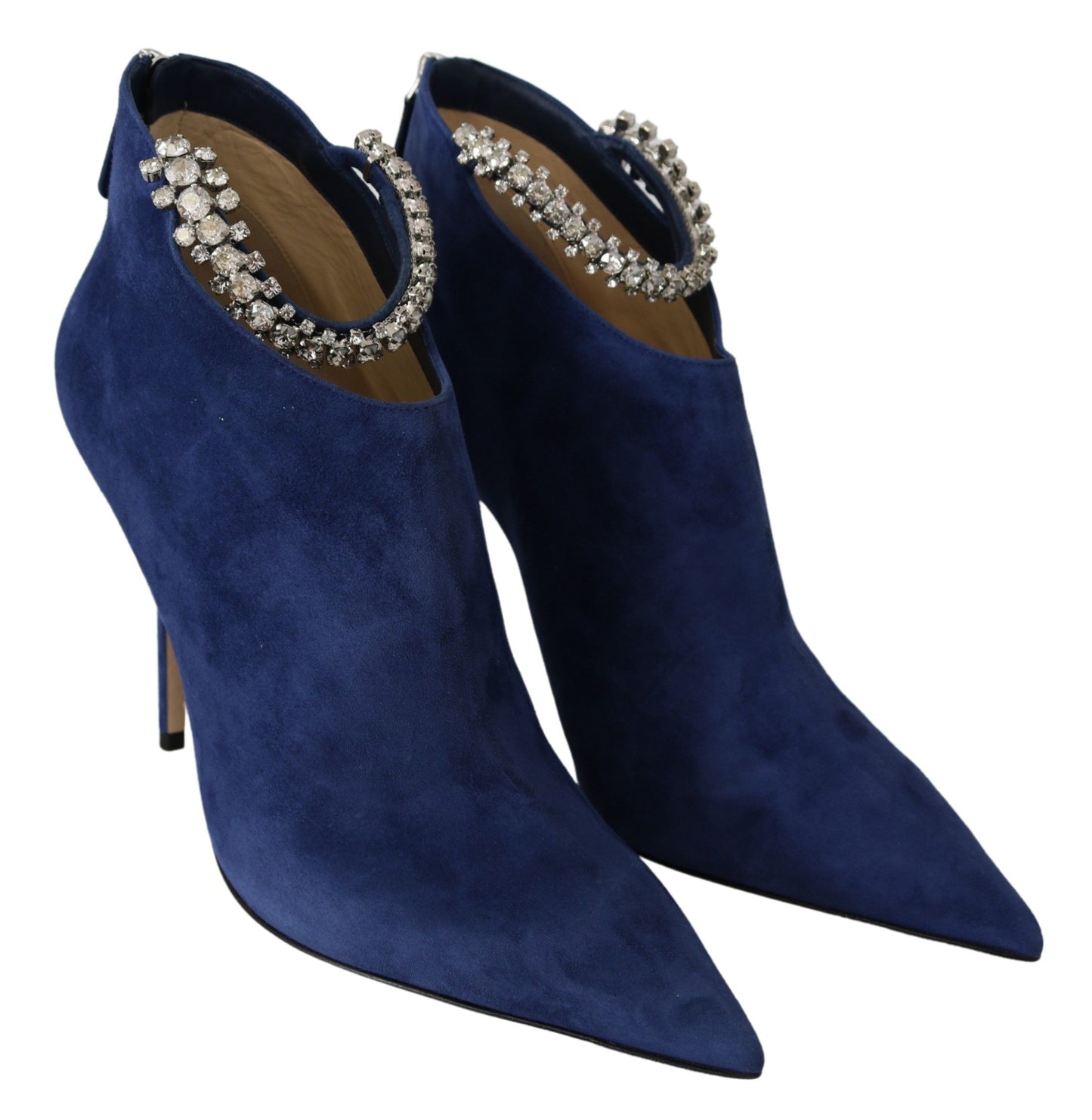 Jimmy Choo Pop Blaue Kristall-Riemen-Stiefel mit Absatz