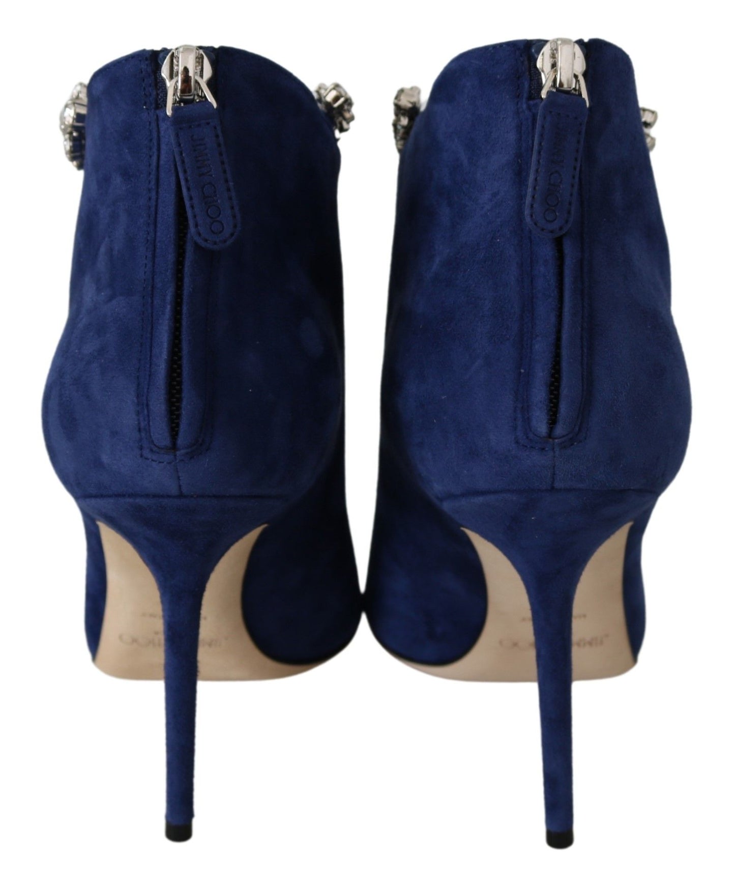 Jimmy Choo Pop Blaue Kristall-Riemen-Stiefel mit Absatz