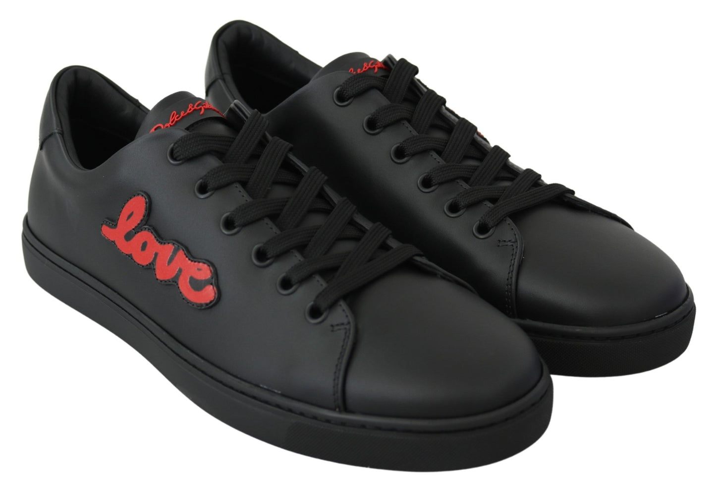 Dolce & Gabbana Elegante Leder-Sneakers mit roten Akzenten