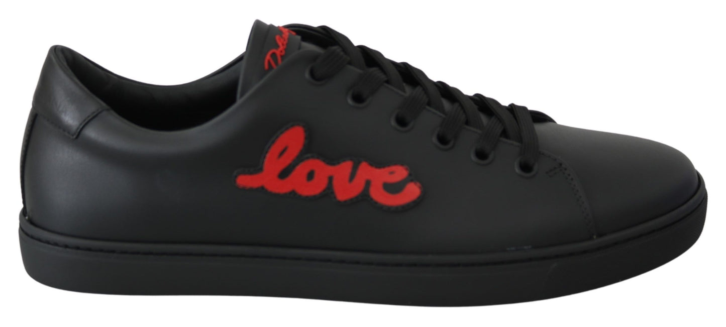 Dolce & Gabbana Elegante Leder-Sneakers mit roten Akzenten