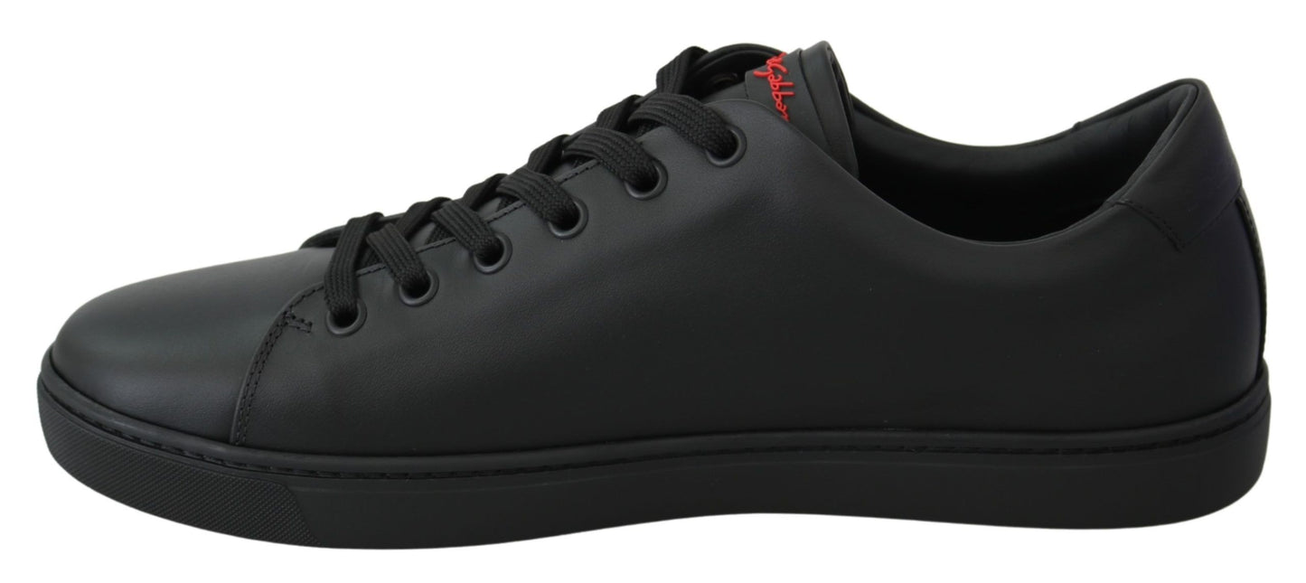 Dolce & Gabbana Elegante Leder-Sneakers mit roten Akzenten