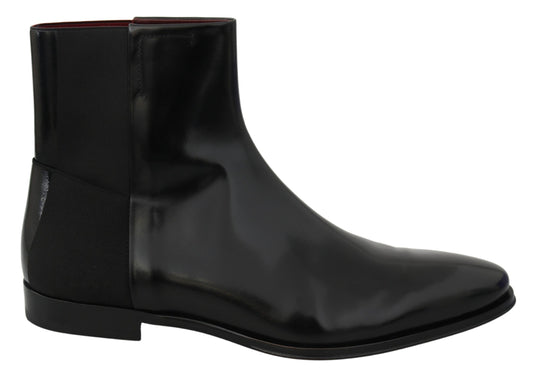 Dolce & Gabbana Elegante Chelsea-Stiefel aus schwarzem Leder