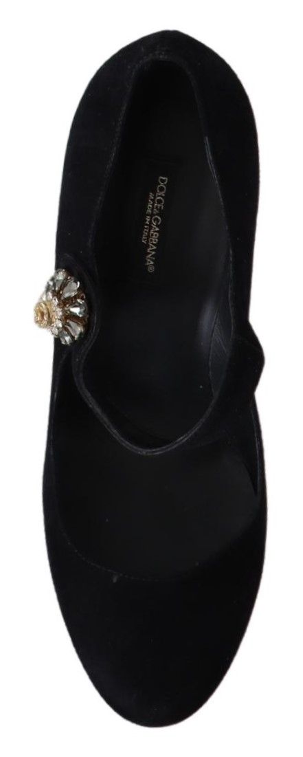 Dolce & Gabbana Elegante Mary Janes Pumps aus schwarzem Wildleder