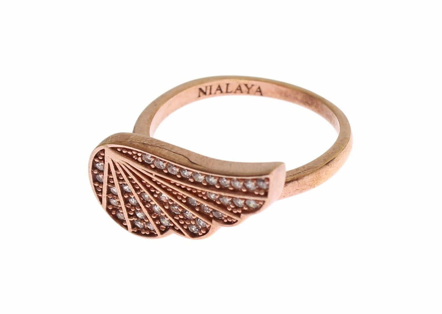 Nialaya Eleganter Rosa Gold CZ Kristall Ring