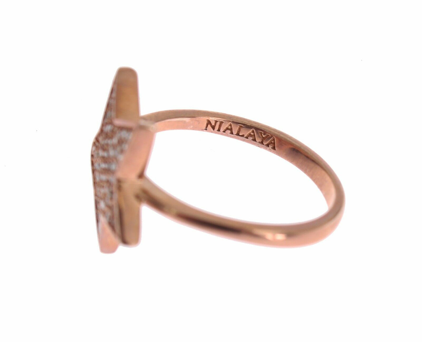 Nialaya Schillernde Rosa Gold plattiert Sterling Silber CZ Ring