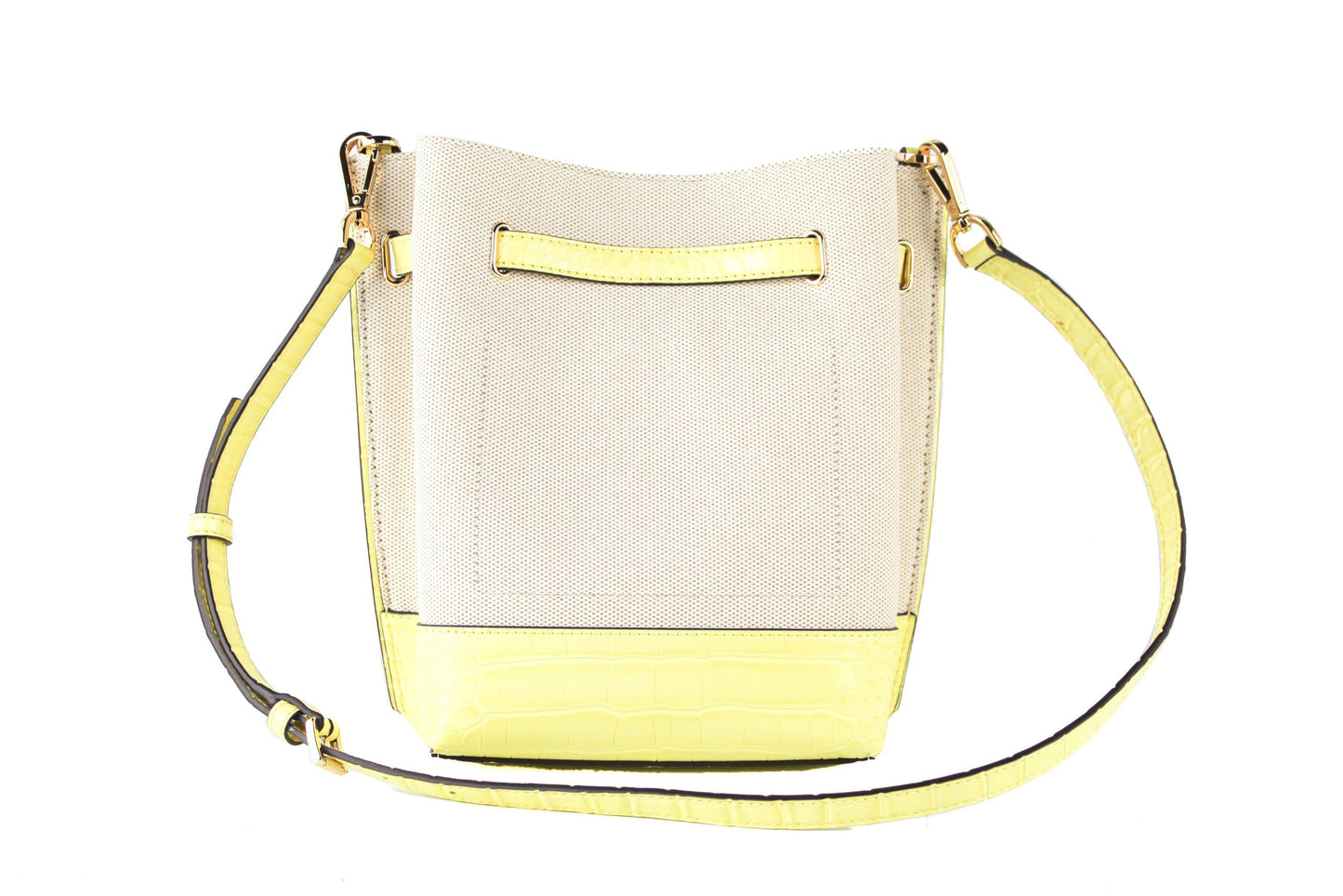 Michael Kors Emilia Small Canvas Snakeskin Print Leder Bucket Bag Messenger Crossbody Handtasche (Buttercup)