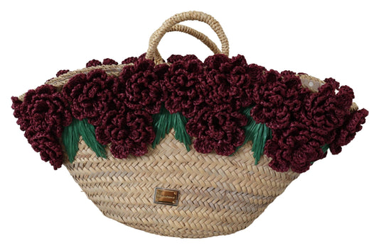 Dolce & Gabbana Chic Floral Straw Tote Eleganz