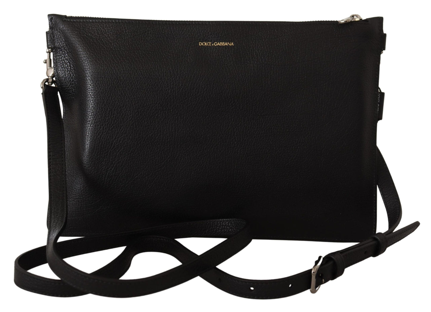 Dolce & Gabbana Elegante schwarze Leder Sling Umhängetasche