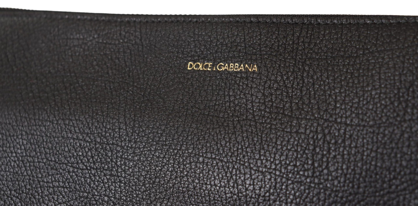 Dolce & Gabbana Elegante schwarze Leder Sling Umhängetasche