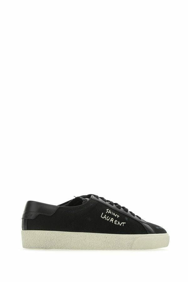 Saint Laurent Schlichte Low-Top-Sneakers aus schwarzem Canvas und Leder