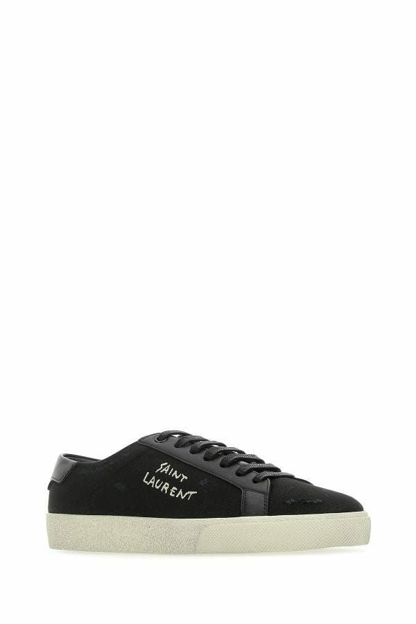 Saint Laurent Schlichte Low-Top-Sneakers aus schwarzem Canvas und Leder