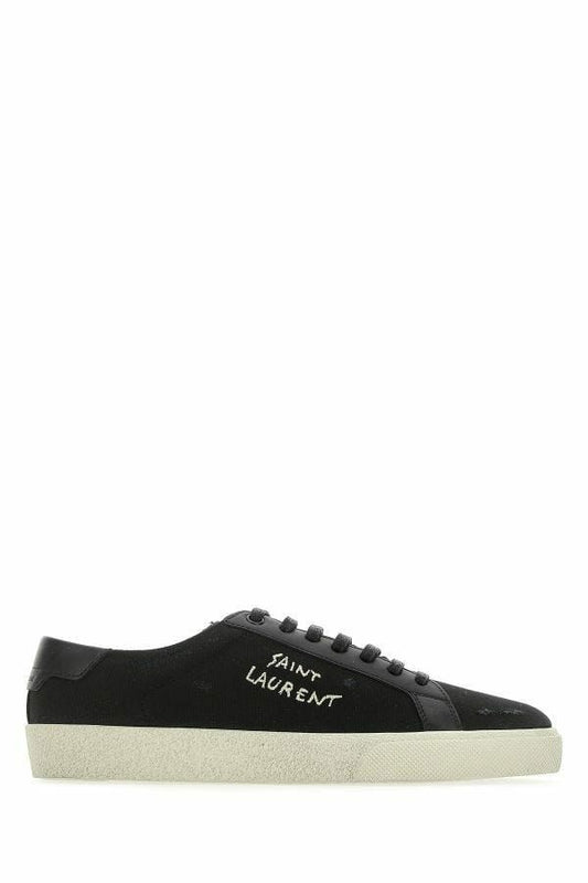 Saint Laurent Schlichte Low-Top-Sneakers aus schwarzem Canvas und Leder