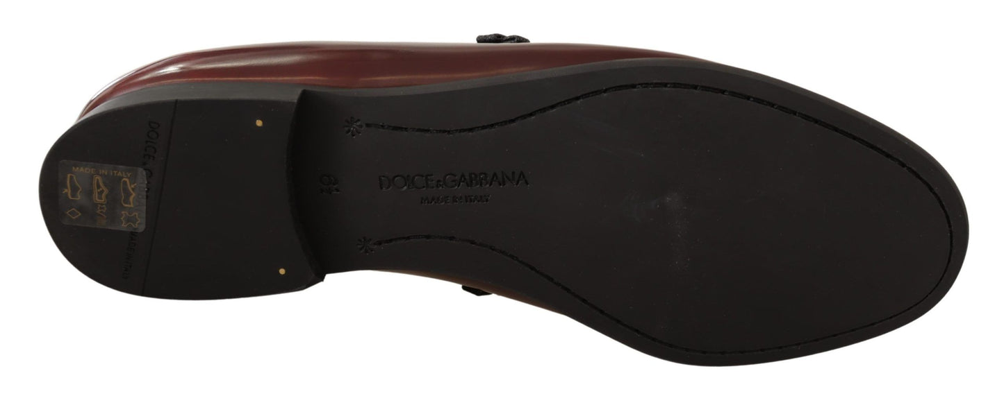 Dolce & Gabbana Elegante bordeauxfarbene Loafers aus Leder