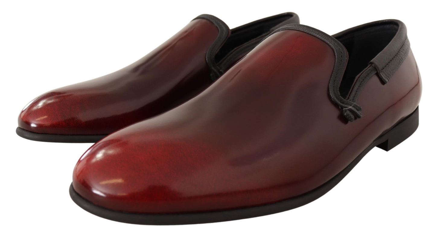 Dolce & Gabbana Elegante bordeauxfarbene Loafers aus Leder