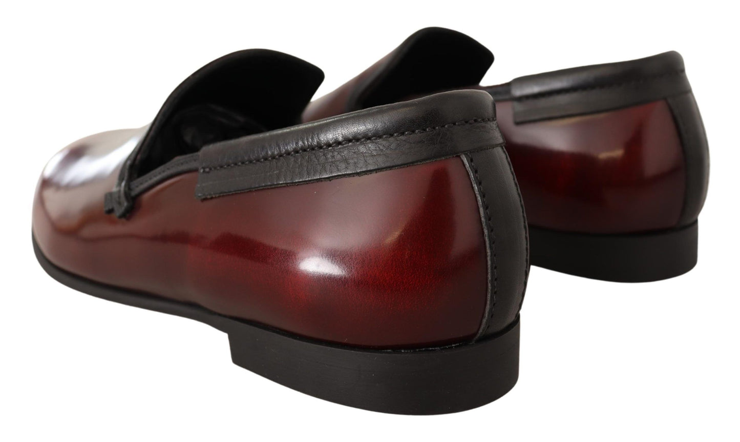 Dolce & Gabbana Elegante bordeauxfarbene Loafers aus Leder