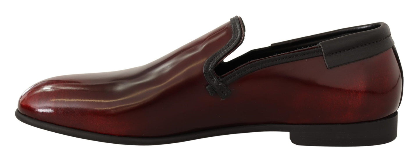 Dolce & Gabbana Elegante bordeauxfarbene Loafers aus Leder