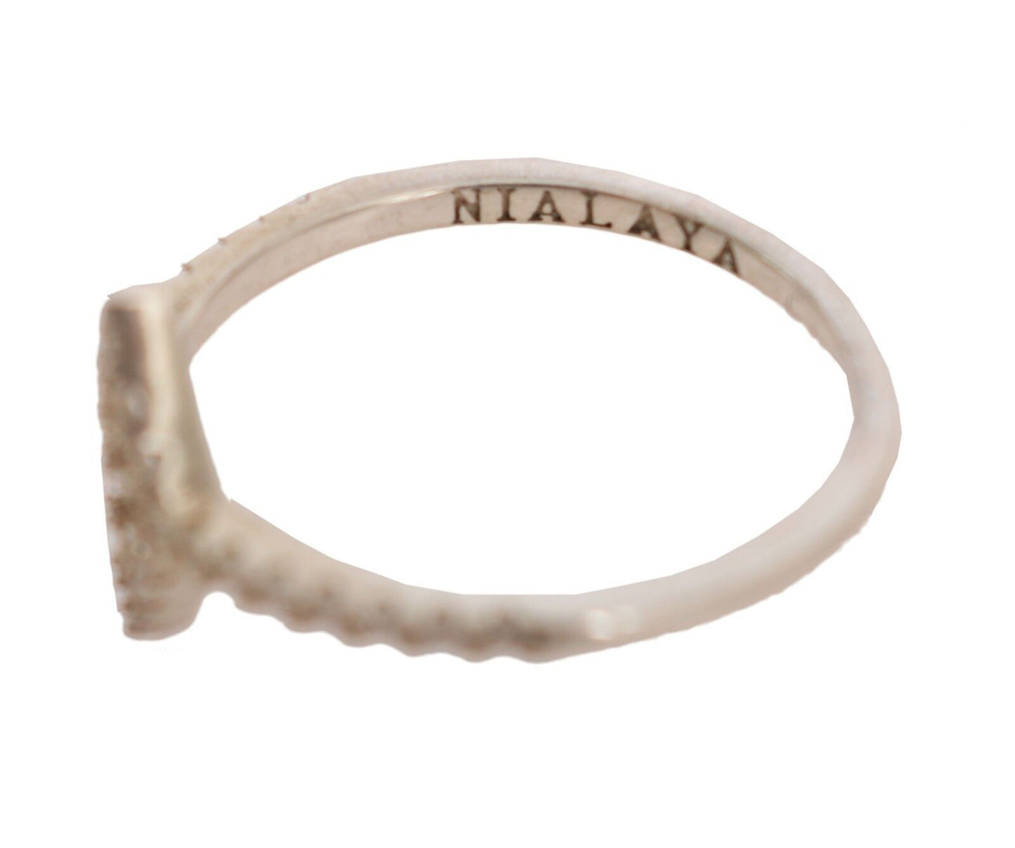 Nialaya Eleganter Silber CZ Kristallbesetzter Ring