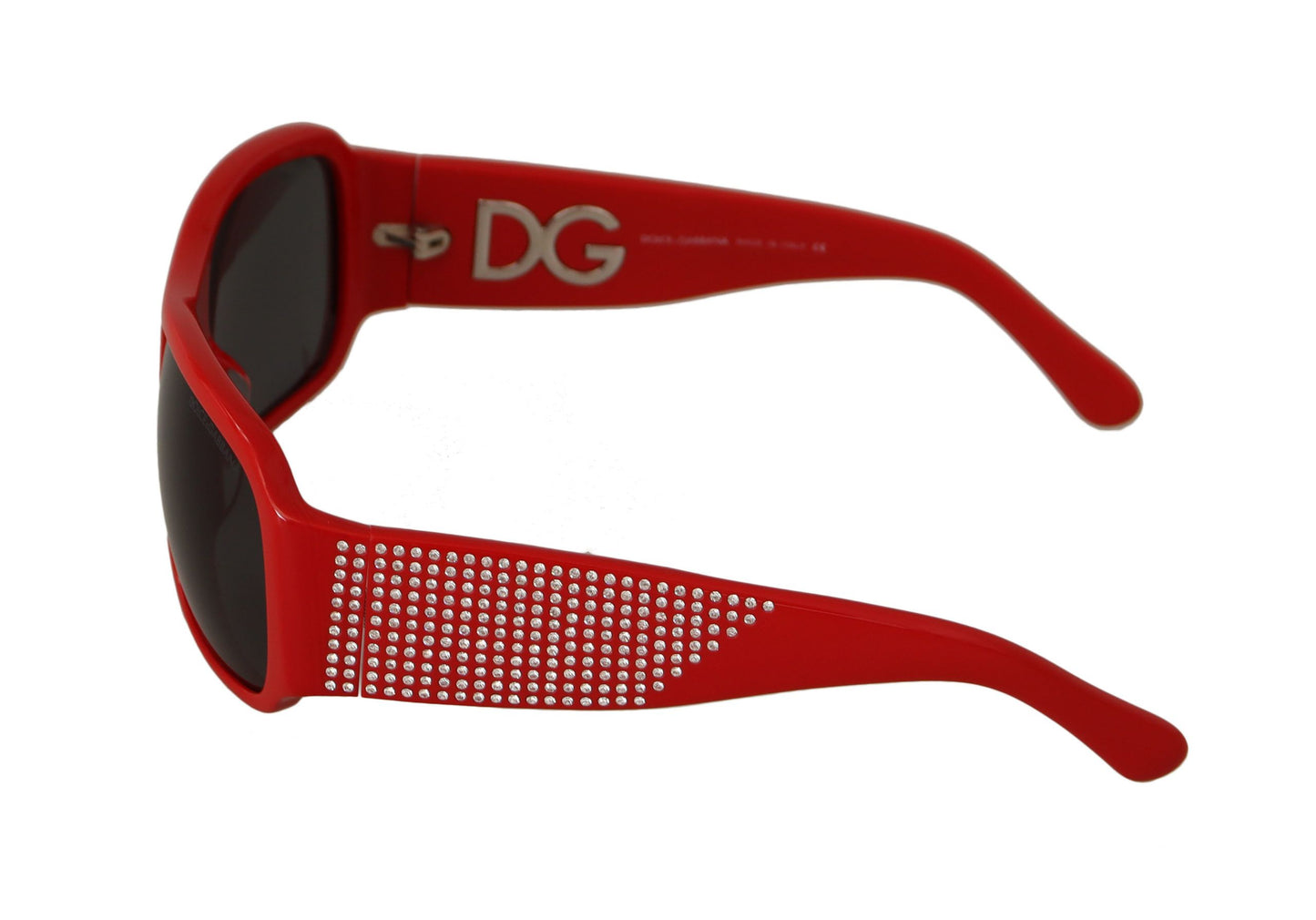 Dolce & Gabbana Rote Sonnenbrille mit Swarovski-Steinbesatz