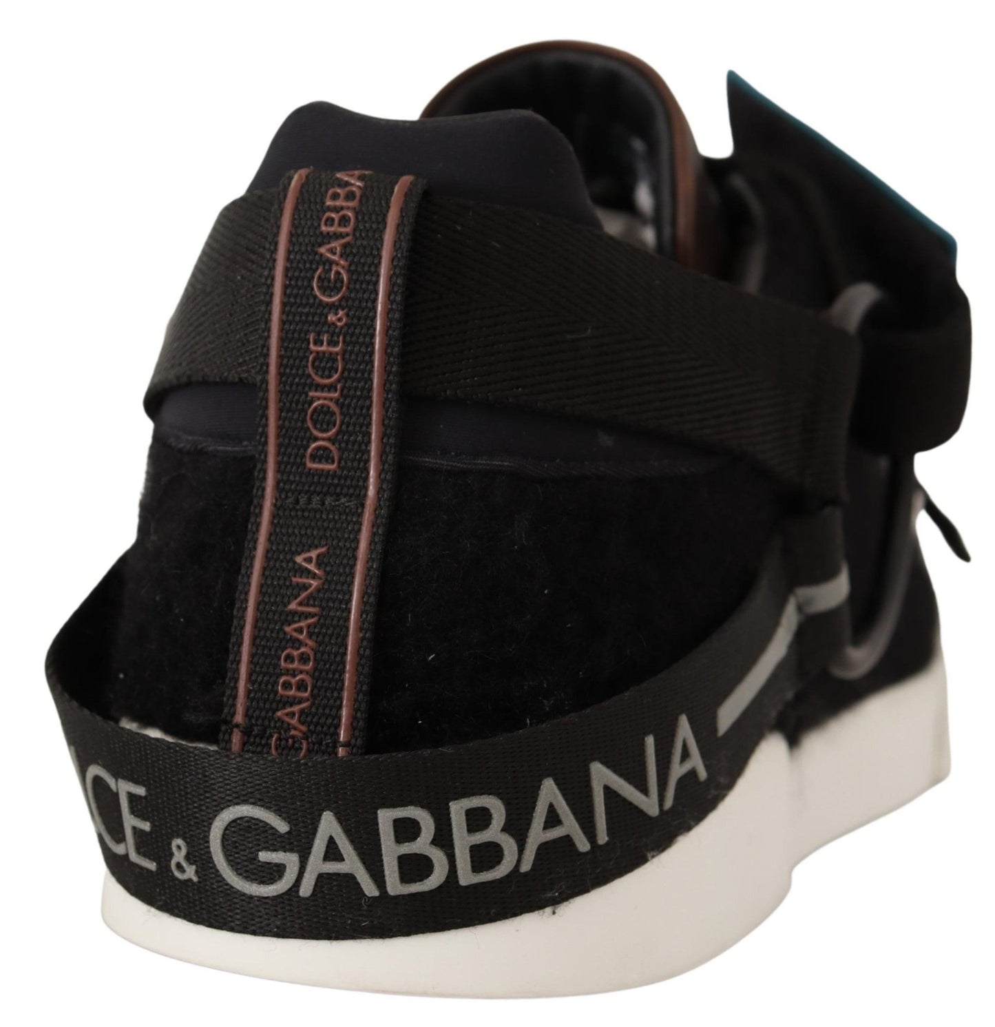 Dolce & Gabbana Sneakers aus Leder mit Lammfellbesatz