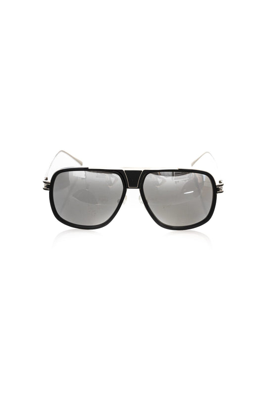 Frankie Morello Schwarze Metallic-Sonnenbrille für Männer