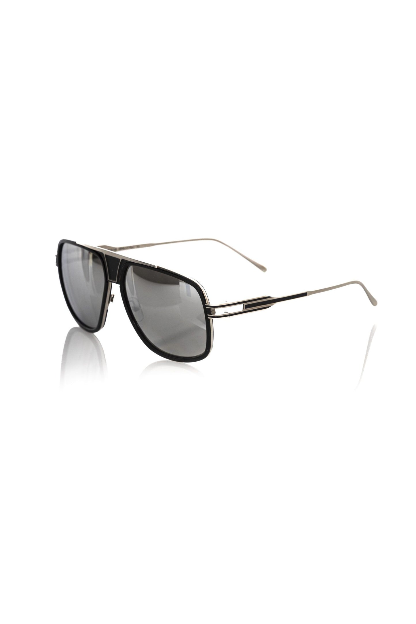 Frankie Morello Schwarze Metallic-Sonnenbrille für Männer