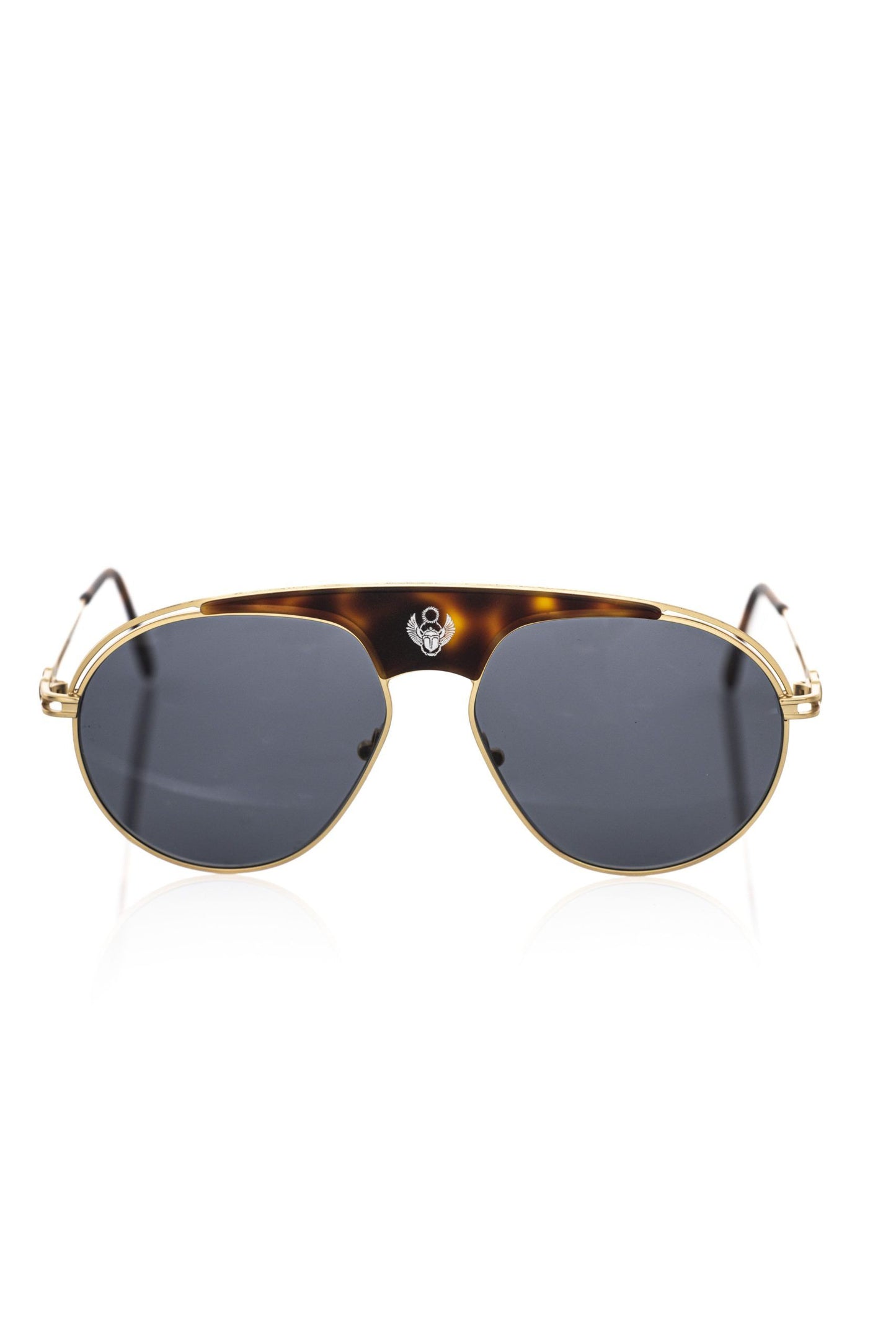 Frankie Morello Braune Metallic-Sonnenbrille für Männer