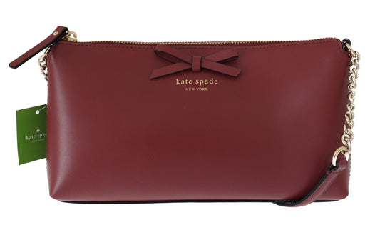 Kate Spade Elegante bordeauxfarbene Leder-Kreuztasche