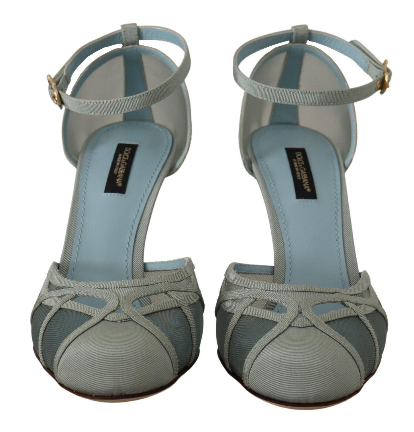 Dolce & Gabbana Elegante blaue Mesh-Knöchelriemchen-Sandalen