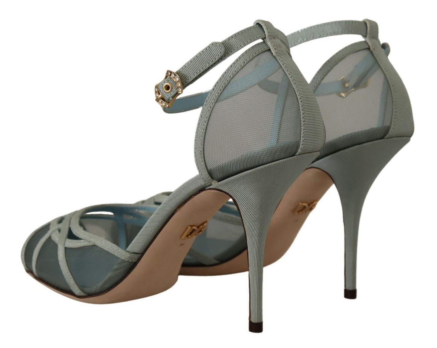 Dolce & Gabbana Elegante blaue Mesh-Knöchelriemchen-Sandalen