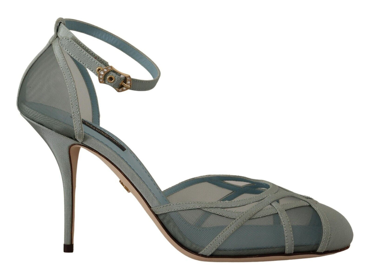 Dolce & Gabbana Elegante blaue Mesh-Knöchelriemchen-Sandalen