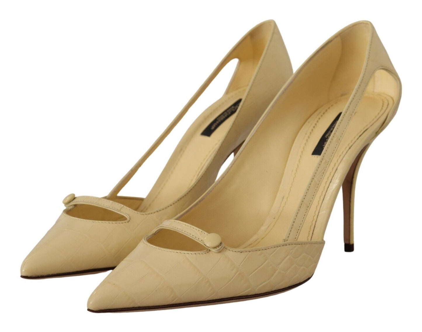 Dolce & Gabbana Schicke spitz zulaufende Lederpumps in Sunshine Yellow