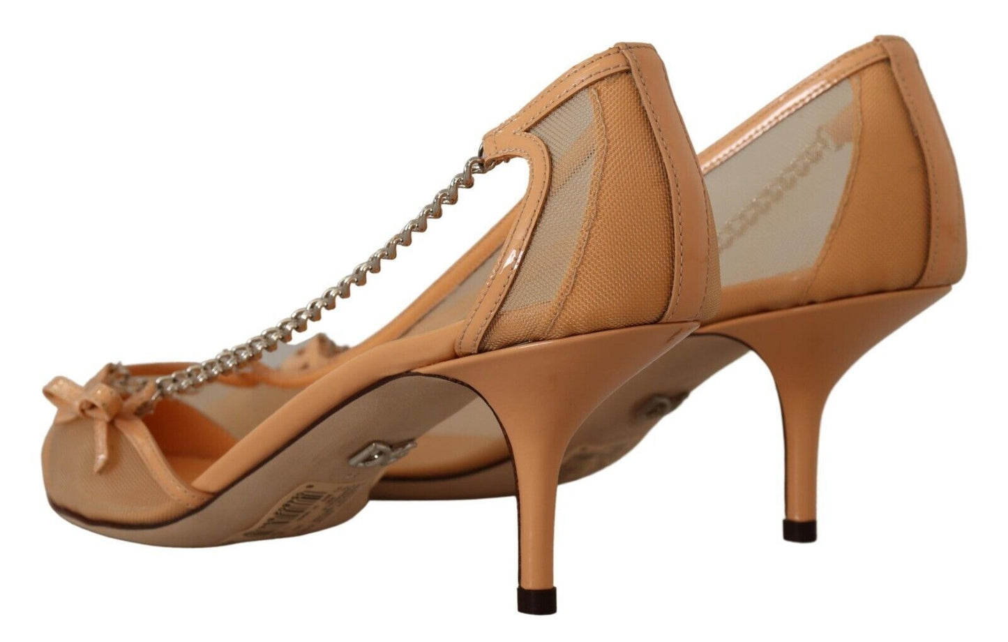 Dolce & Gabbana Elegante Beige Mesh Pumps mit Silberketten