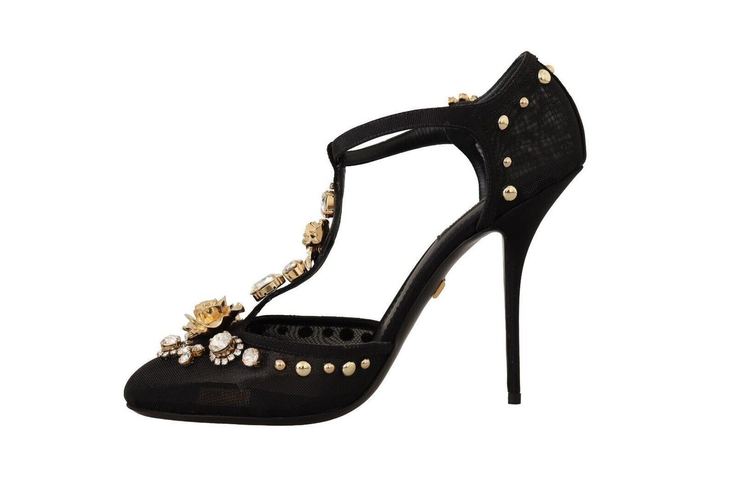 Dolce & Gabbana Elegante T-Riemen-Pumps aus kristallbesetztem Mesh