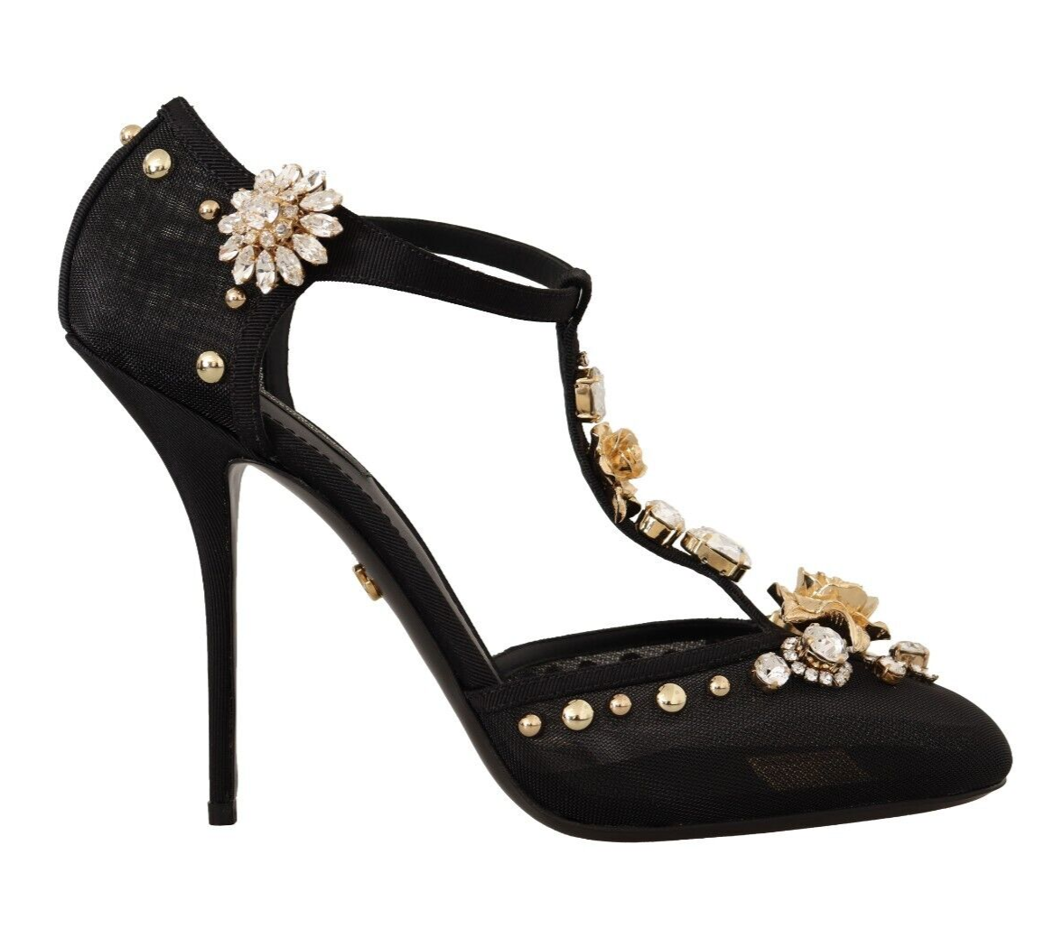 Dolce & Gabbana Elegante T-Riemen-Pumps aus kristallbesetztem Mesh