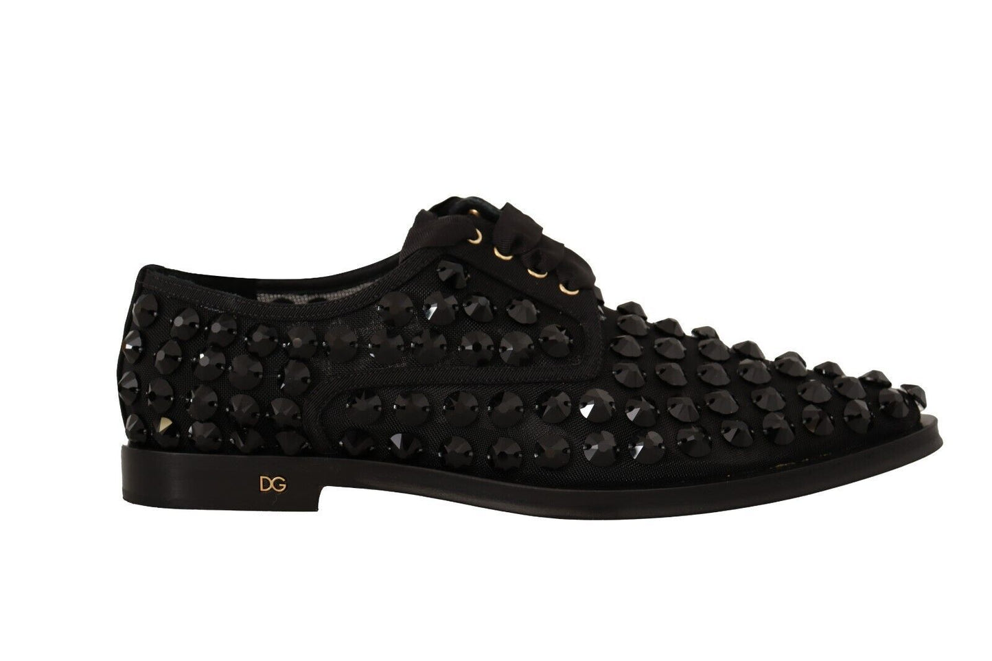 Dolce & Gabbana Elegante Gros Grain Lace-Up Jeweled Flats