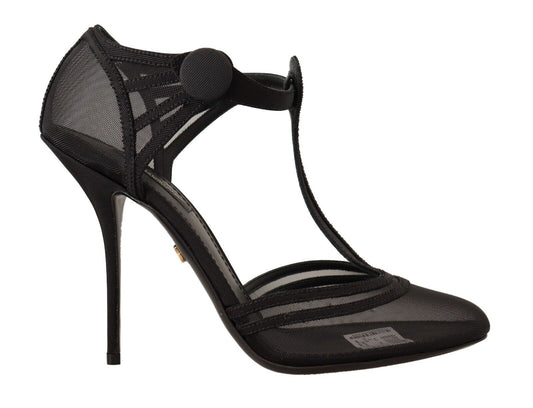 Dolce & Gabbana Elegante Mesh T-Strap Stiletto Pumps