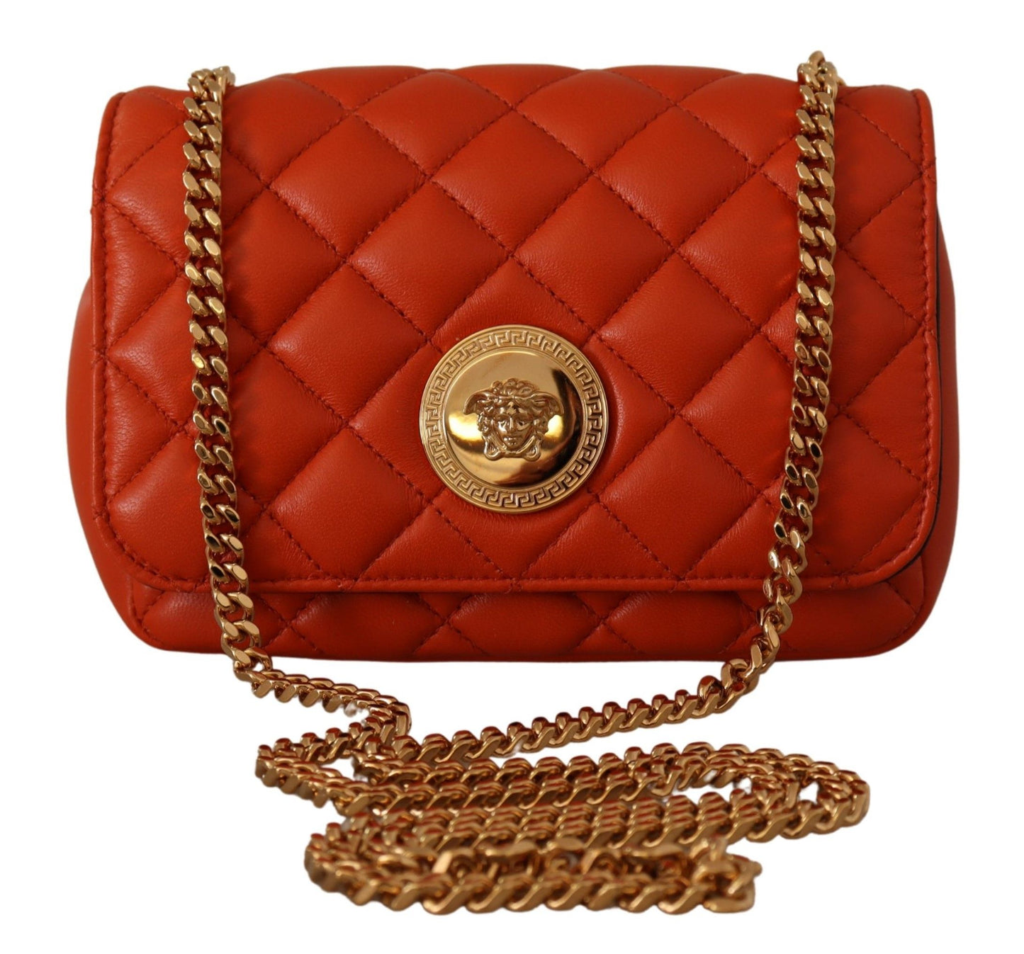 Versace Elegante Crossbody-Tasche aus rotem Nappaleder