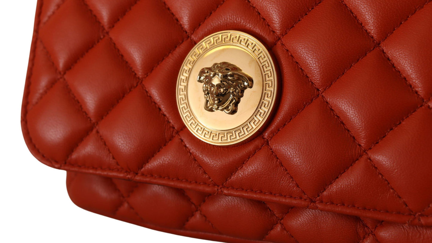 Versace Elegante Crossbody-Tasche aus rotem Nappaleder