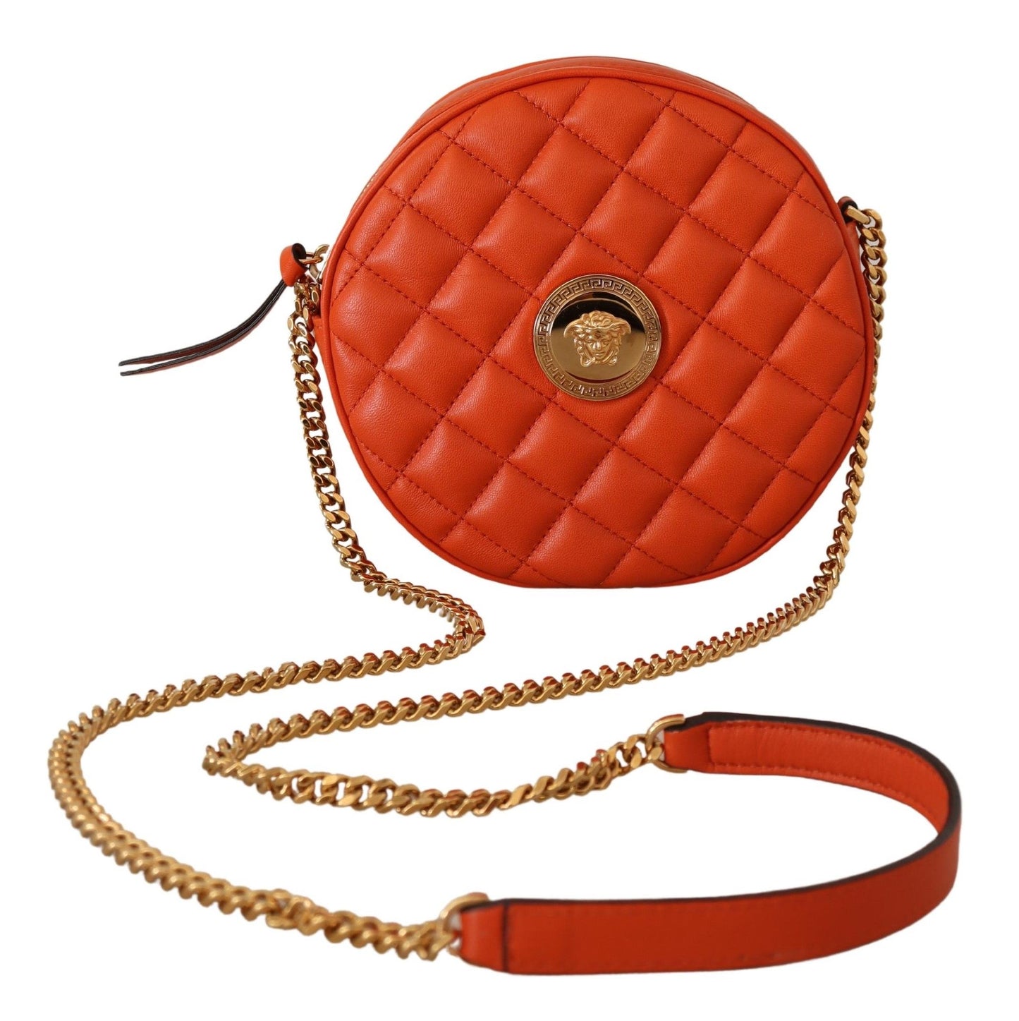 Versace Elegante runde Crossbody-Tasche aus Nappaleder